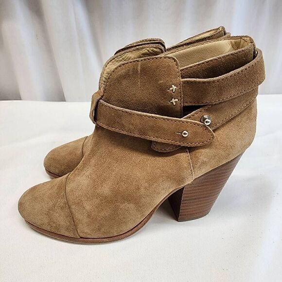 Rag & Bone Women's Harrow Suede Ankle Boot  Size US 7 Camel Block Heel - Picture 6 of 13